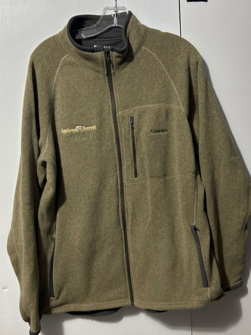 Simms Olive Green Full-Zip Lightweight Fleece Jacket